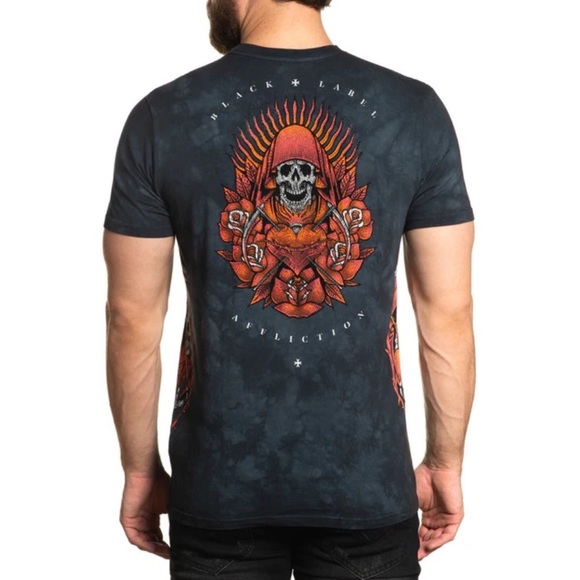 AFFLICTION Black Label SACRED EARTH Men's Grey Graphic Tee Shirt Size 2XL - Picture 1 of 9